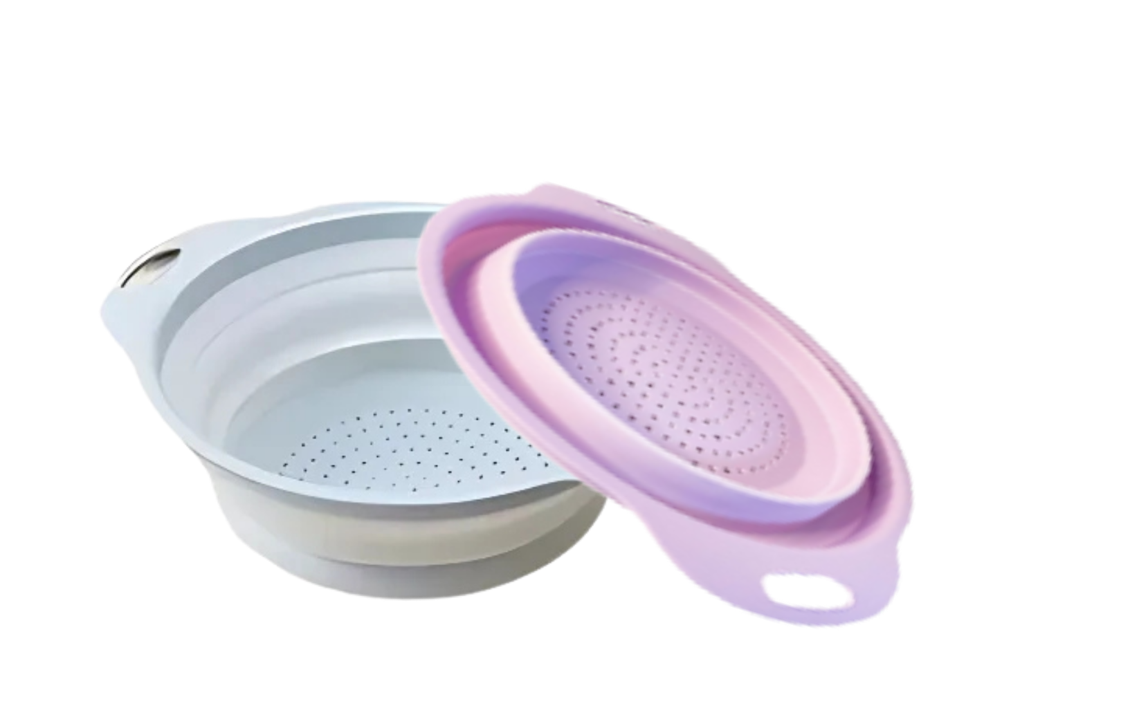 Colador Escurridor Plegable Silicona 24 Cm Redondo C/ Asas