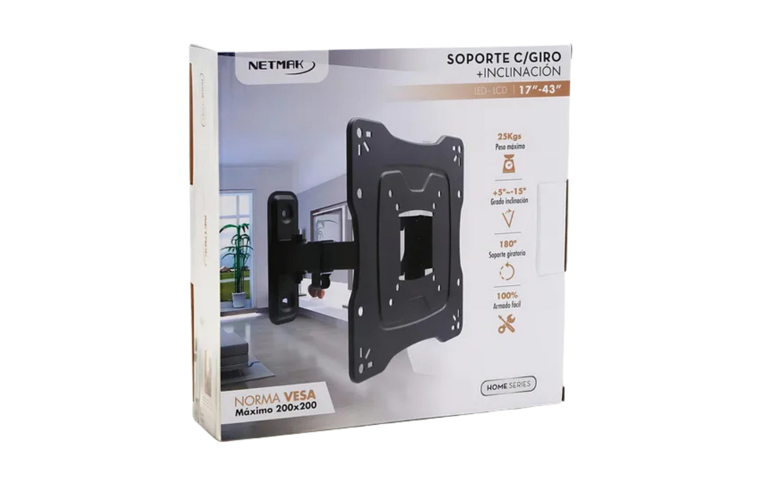 Soporte De Tv Pantalla 17 - 43 Giro E Inclinación Netmak