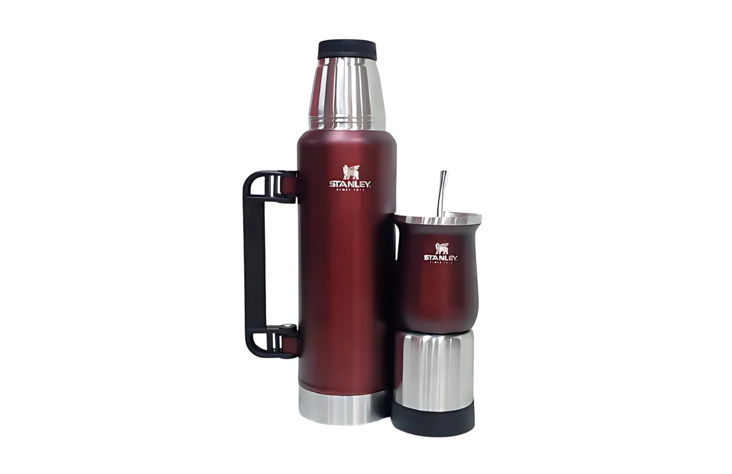Combo termo de acero inox 1.2l manija plegable + mate