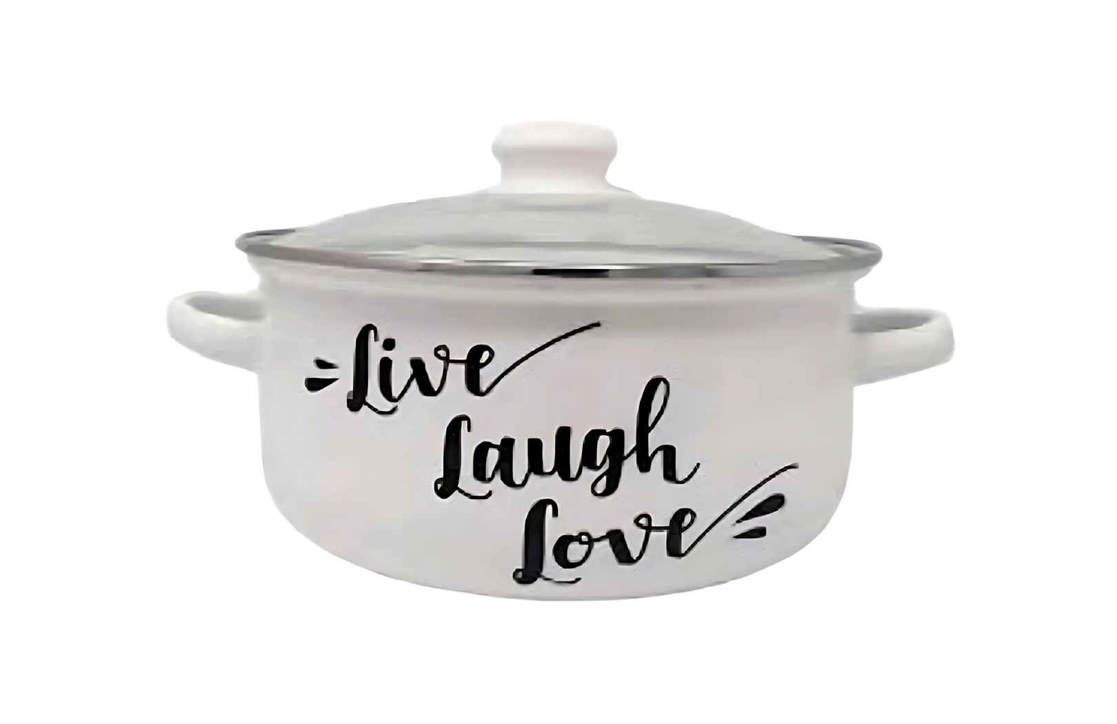 Olla 22cm Enlozada Tapa Vidrio Templado Con Asas