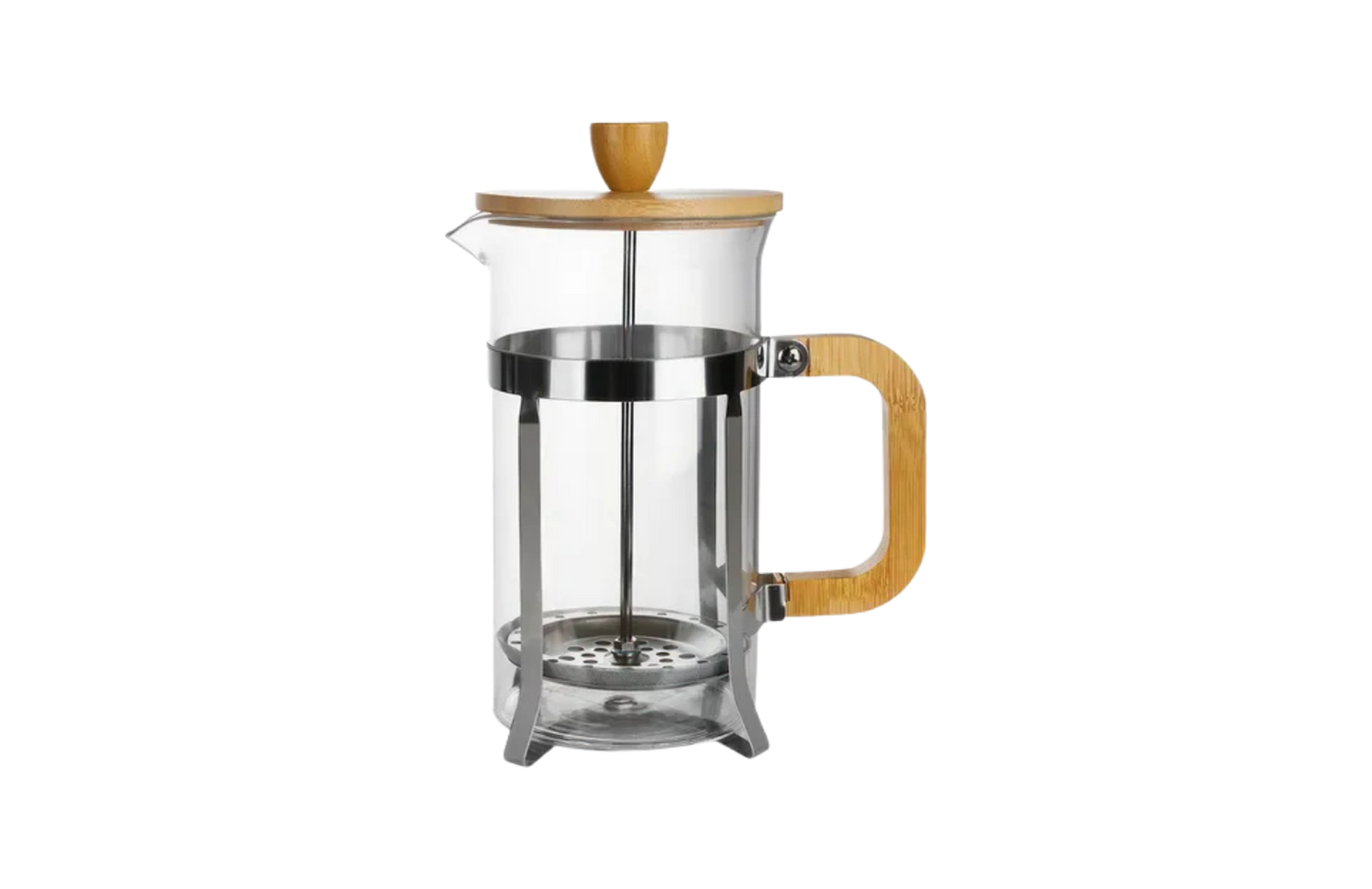 Cafetera Embolo Francesa 600 Ml Vidrio Bambu