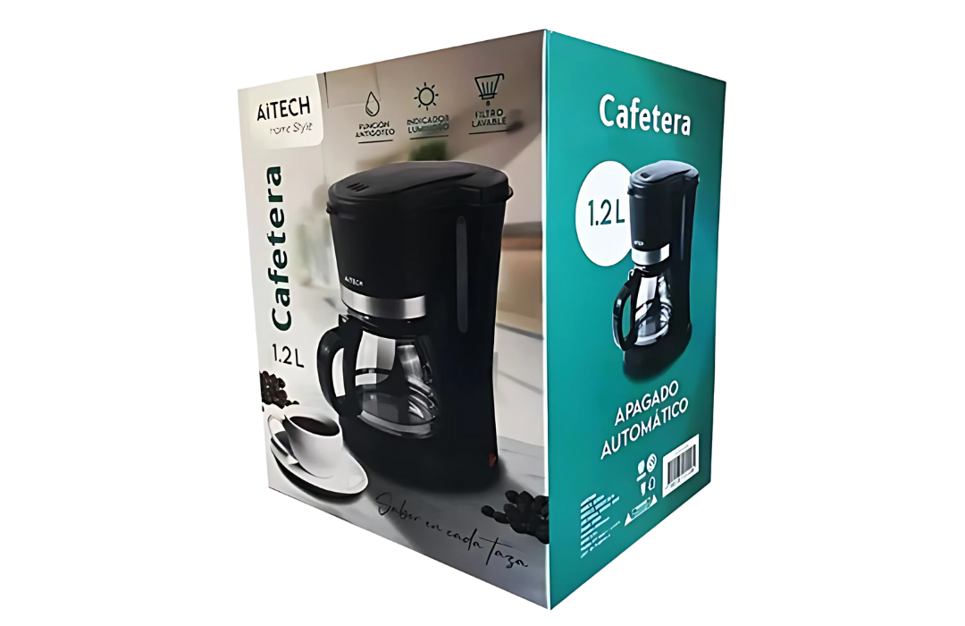 Cafetera De Filtro De 1.2lts Aitech Apagado Automático Negra