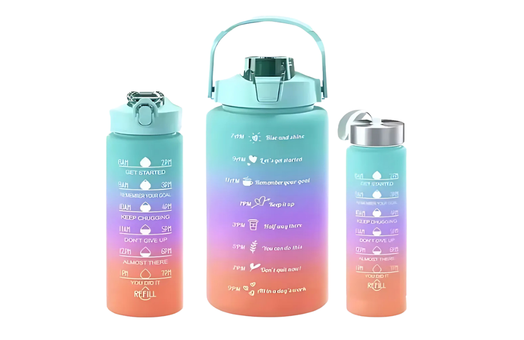Set X3 Botella Motivacional Deportiva 2l + 1l+ 350ml