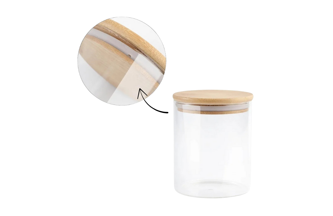 ENVASE FRASCO TARRO VIDRIO CON TAPA BAMBÚ ALIMENTOS 850ML